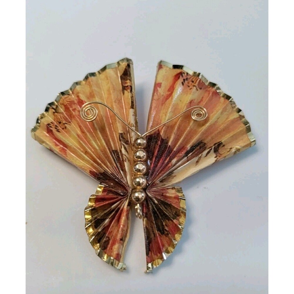 Beautiful Signed DOMA Multi Color Asian Look Butterfly Brooch / Pin